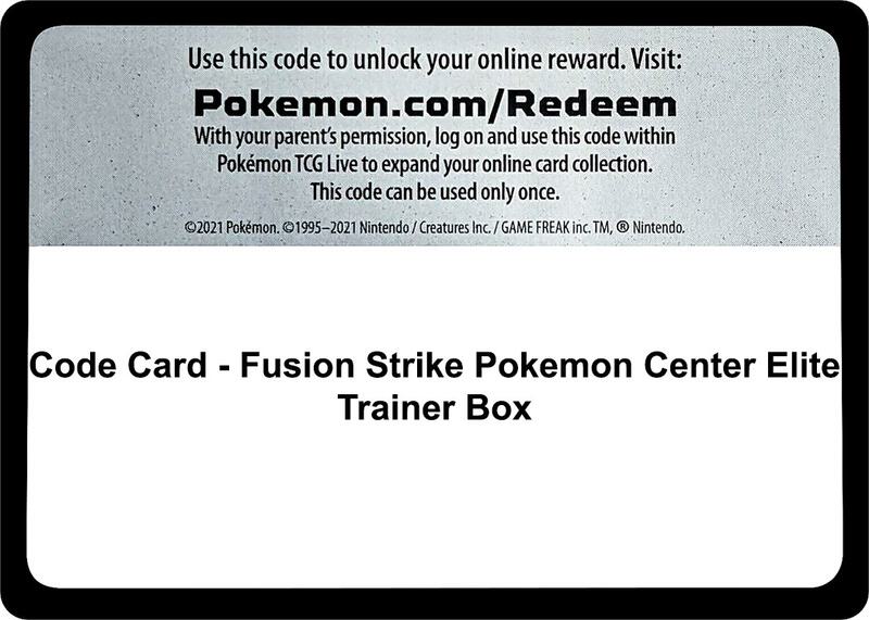 Code Card - Fusion Strike Pokemon Center Elite Trainer Box