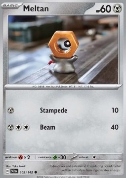 Meltan Pokemon card from Stellar Crown