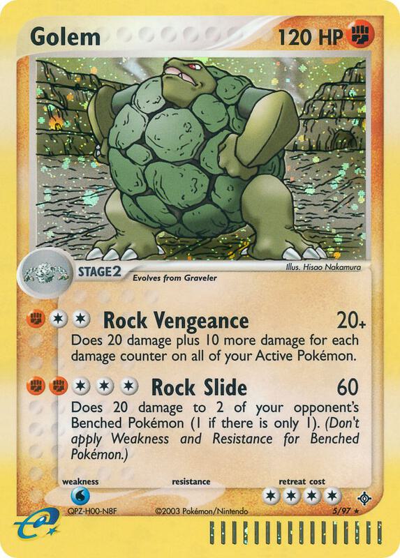 Golem Pokemon card from Dragon