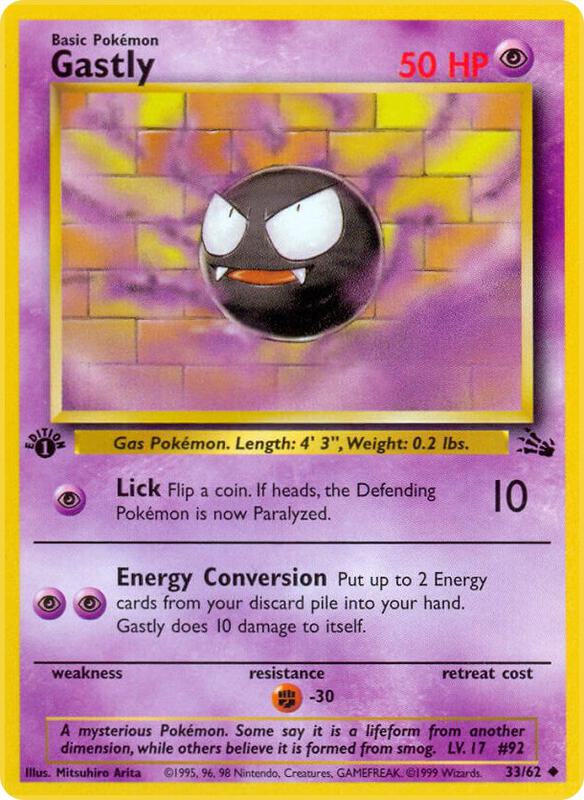 Gastly Pokemon card from Fossil