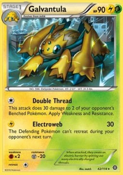 Galvantula Pokemon card from Steam Siege