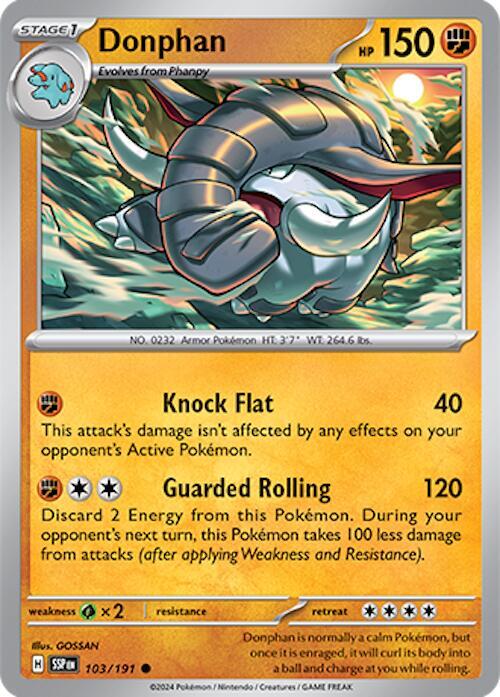 Donphan Pokemon card from SV08: Surging Sparks
