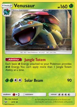 Venusaur Pokemon card from Shining Legends