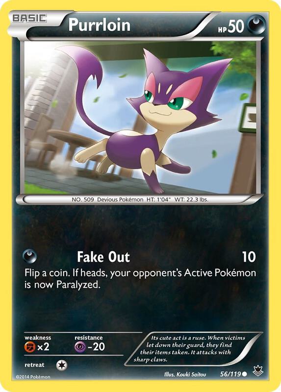 Purrloin Pokemon card from XY - Phantom Forces