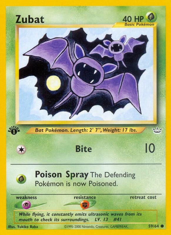 Zubat Pokemon card from Neo Revelation