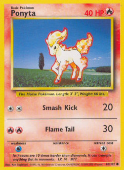 Ponyta Pokemon card from Base Set