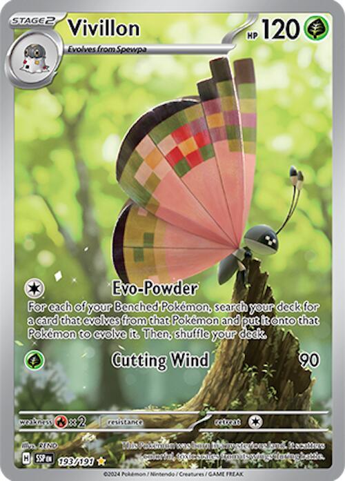 Vivillon Pokemon card from SV08: Surging Sparks