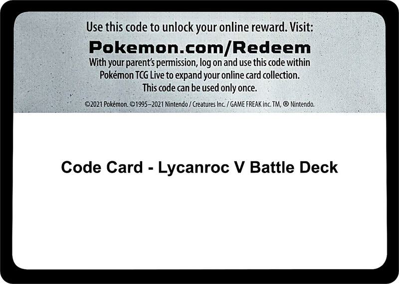 Code Card - Lycanroc V Battle Deck Pokemon card from TCG: Tempest