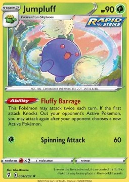 Jumpluff Pokemon card from Evolving Skies