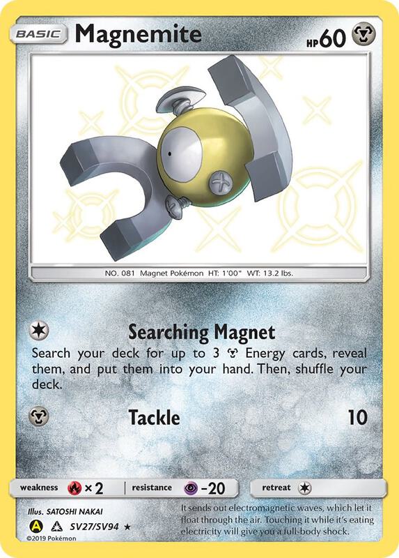 Magnemite Pokemon card from Hidden Fates: Shiny Vault