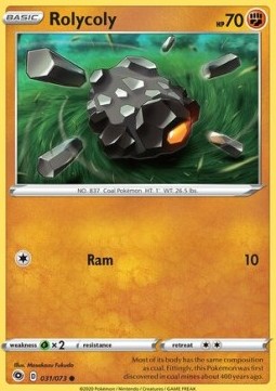 Rolycoly Pokemon card from Champion's Path