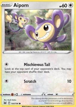 Aipom Pokemon card from Lost Origin