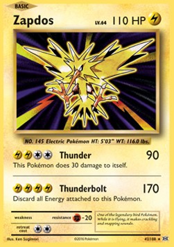 Zapdos Pokemon card from Evolutions
