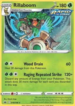 Rillaboom Pokemon card from Chilling Reign