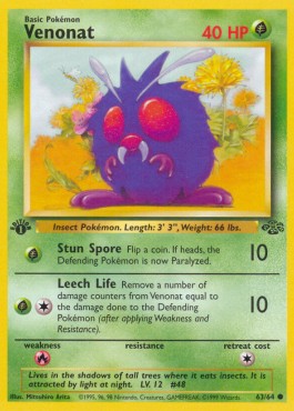 Venonat Pokemon card from Jungle