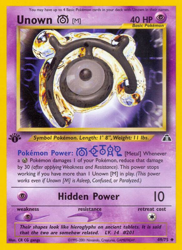 Unown [M] Pokemon card from Neo Discovery