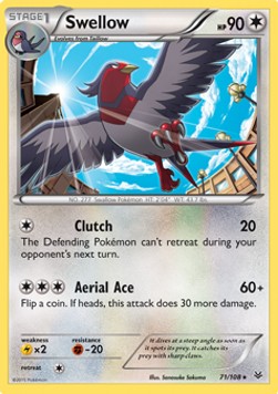 Swellow Pokemon card from Roaring Skies