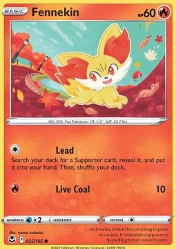 Fennekin Pokemon card from Silver Tempest