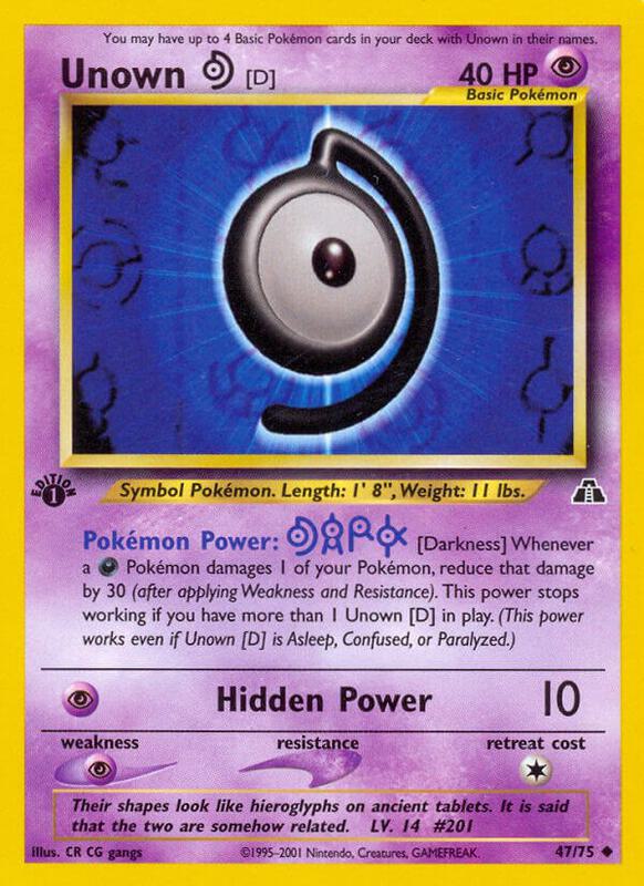 Unown [D] Pokemon card from Neo Discovery