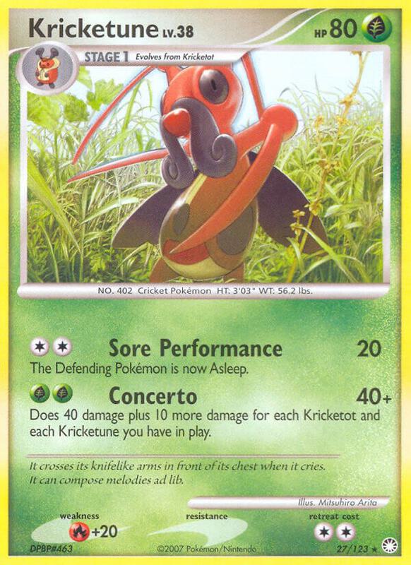 Kricketune Pokemon card from Mysterious Treasures