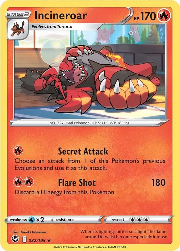 Incineroar Pokemon card from SWSH12: Silver Tempest