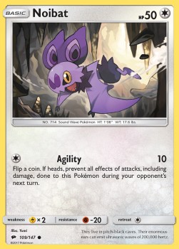Noibat Pokemon card from Burning Shadows