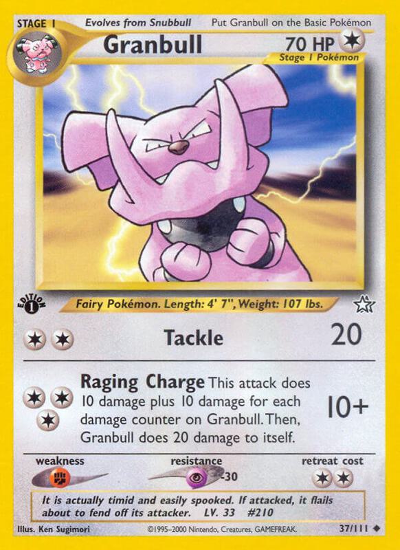 Granbull Pokemon card from Neo Genesis