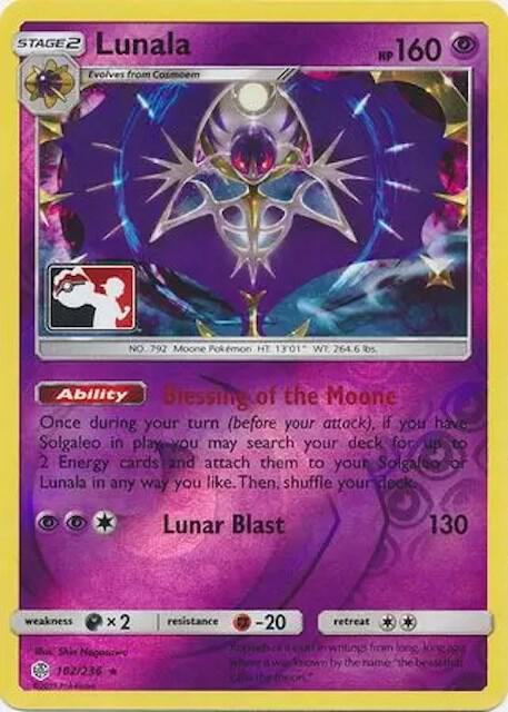 Lunala Pokemon card from League & Championship Cards