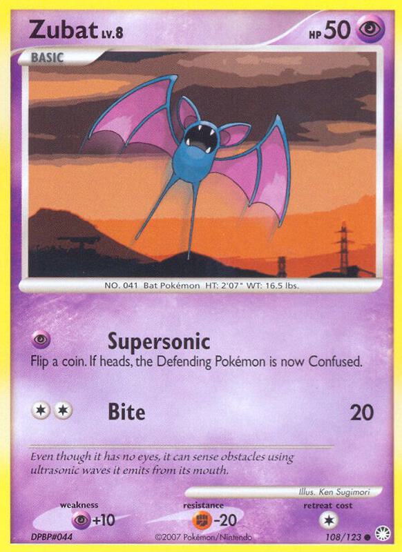 Zubat Pokemon card from Mysterious Treasures