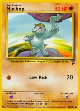 Machop Pokemon card from Base Set 2