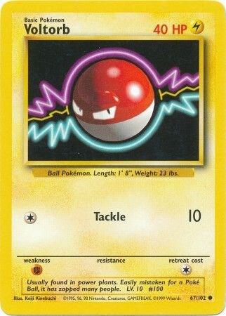 Voltorb Pokemon card from Base Set