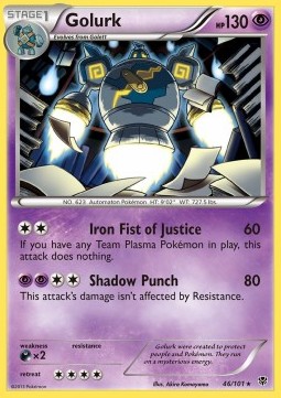 Golurk Pokemon card from Plasma Blast