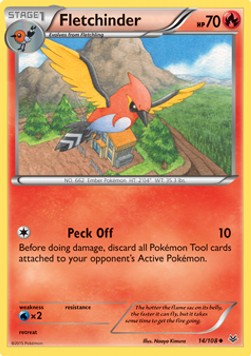 Fletchinder Pokemon card from Roaring Skies