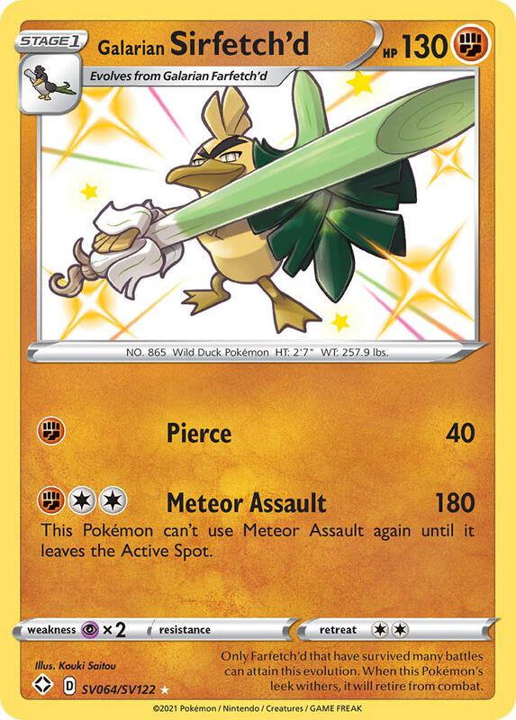 Galarian Sirfetch'd Pokemon card from Shining Fates: Shiny Vault