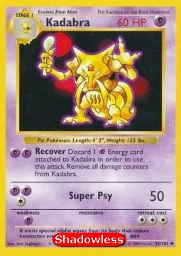 Kadabra Pokemon card from Base Set
