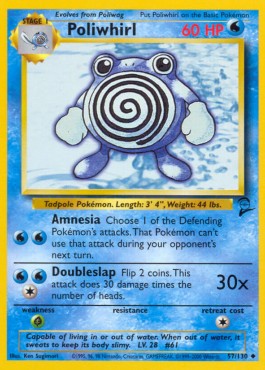 Poliwhirl Pokemon card from Base Set 2