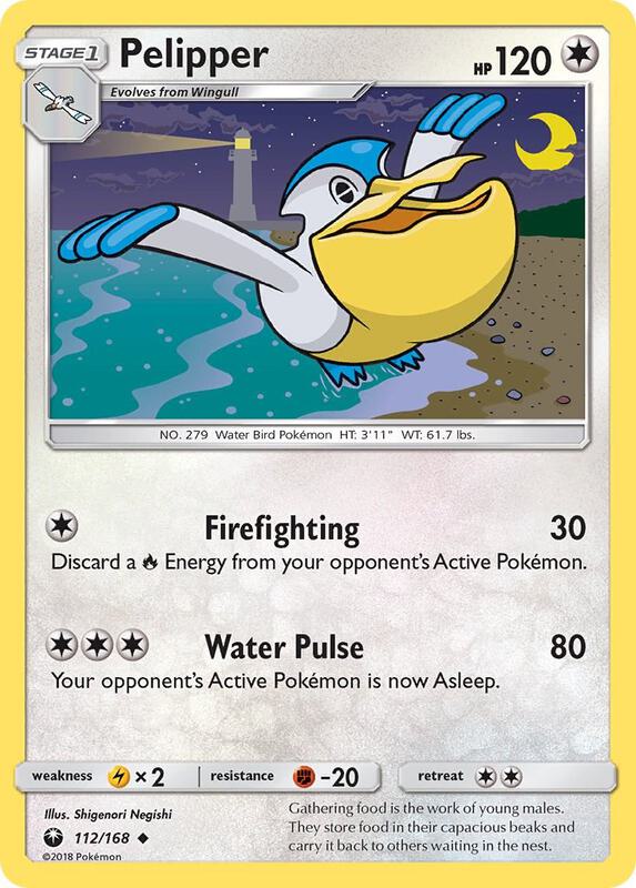 Pelipper Pokemon card from SM - Celestial Storm
