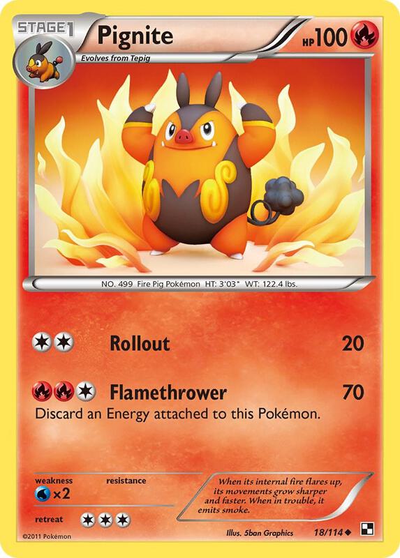 Pignite (18) Pokemon card from Black and White