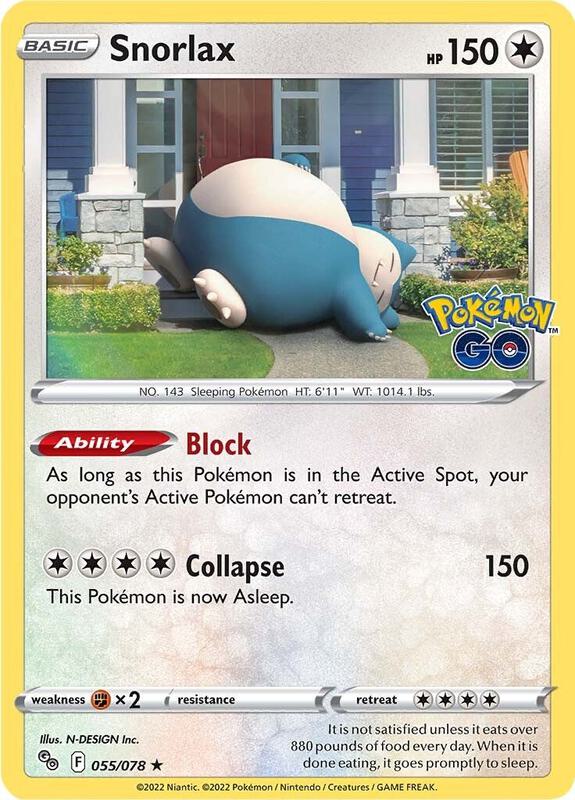 Snorlax Pokemon card from Pokemon GO