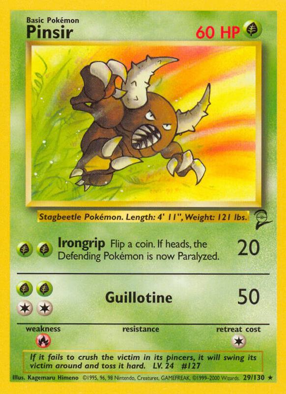Pinsir Pokemon card from Base Set 2