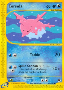 Corsola Pokemon card from Expedition Base Set