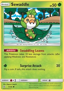 Sewaddle Pokemon card from Unified Minds