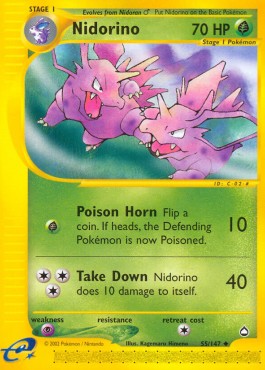 Nidorino Pokemon card from Aquapolis