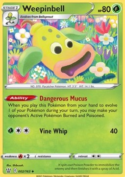 Weepinbell Pokemon card from Battle Styles