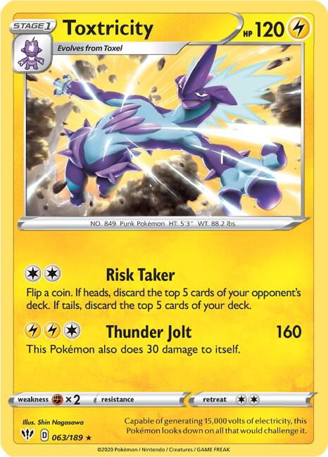 Toxtricity Pokemon card from SWSH03: Darkness Ablaze