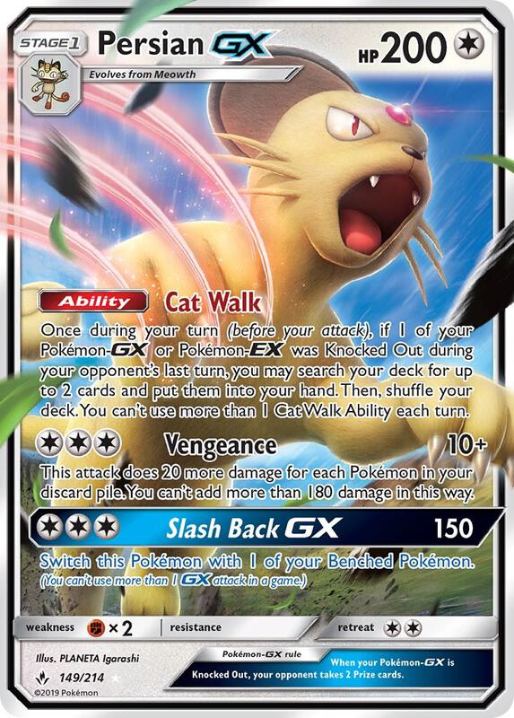 Persian GX Pokemon card from SM - Unbroken Bonds