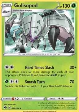 Golisopod Pokemon card from Darkness Ablaze