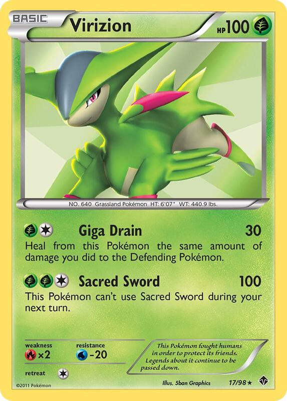 Virizion Pokemon card from Emerging Powers