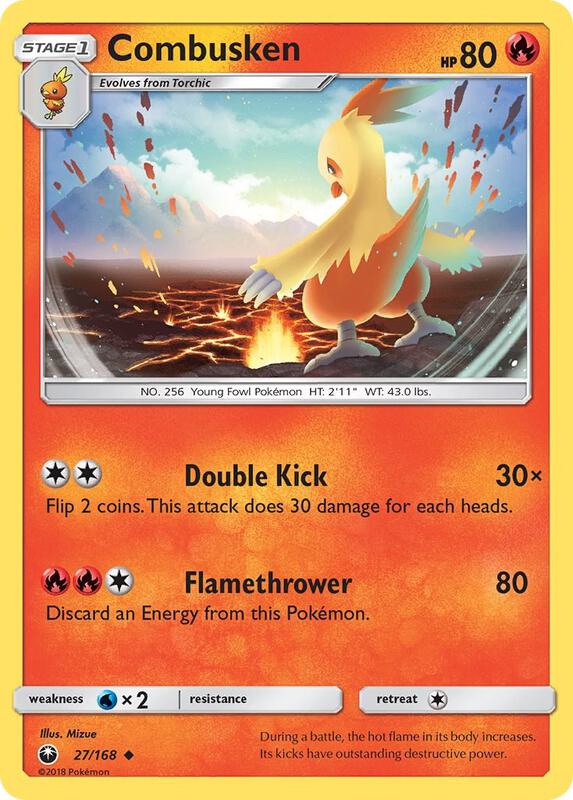 Combusken Pokemon card from SM - Celestial Storm