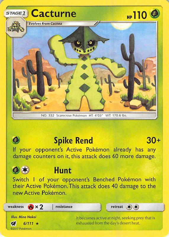 Cacturne Pokemon card from SM - Crimson Invasion